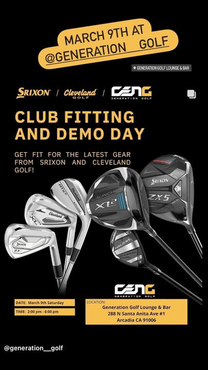 Generation Golf club fitting and demo day for March 9