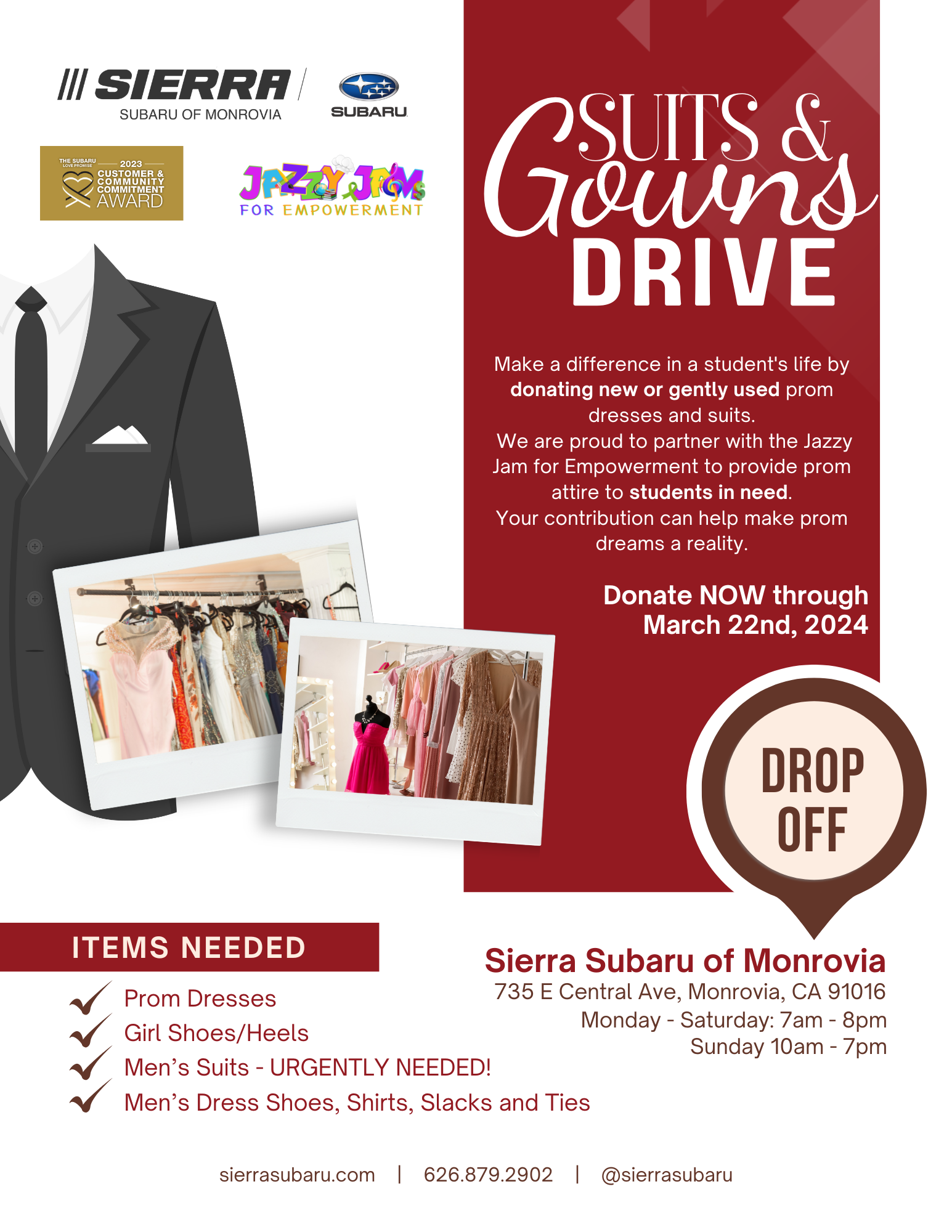 suits and gowns drive with Sierra Auto Group 