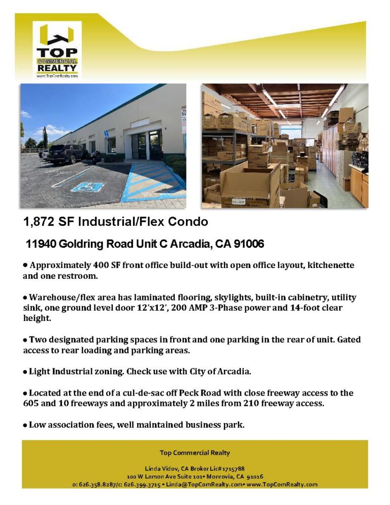 11940 Goldring Rd building flyer from Linda Vidov