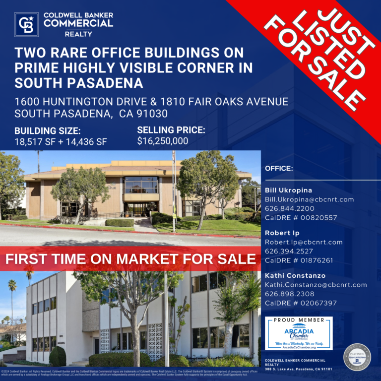 1600 Huntington and 1810 Fair Oaks in South Pasadena buildings for sale from Coldwell Banker Commercial