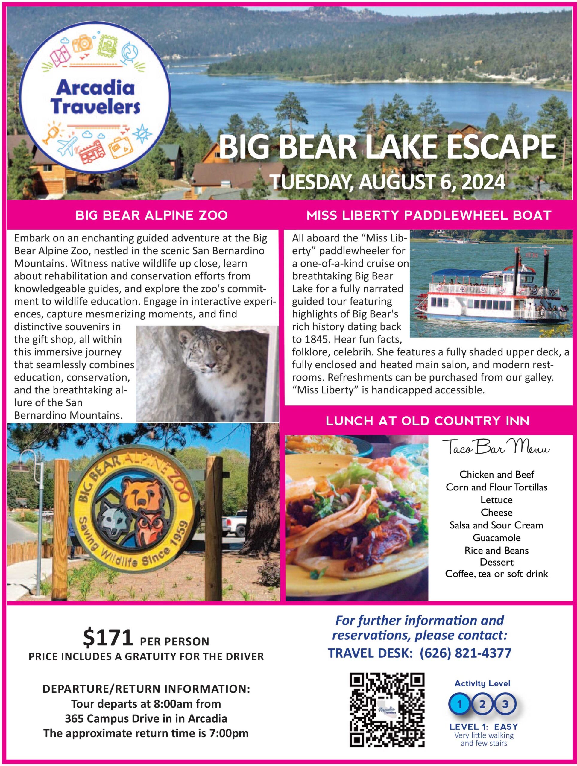 Arcadia Travelers tour of Big Bear Lake on August 6, 2024
