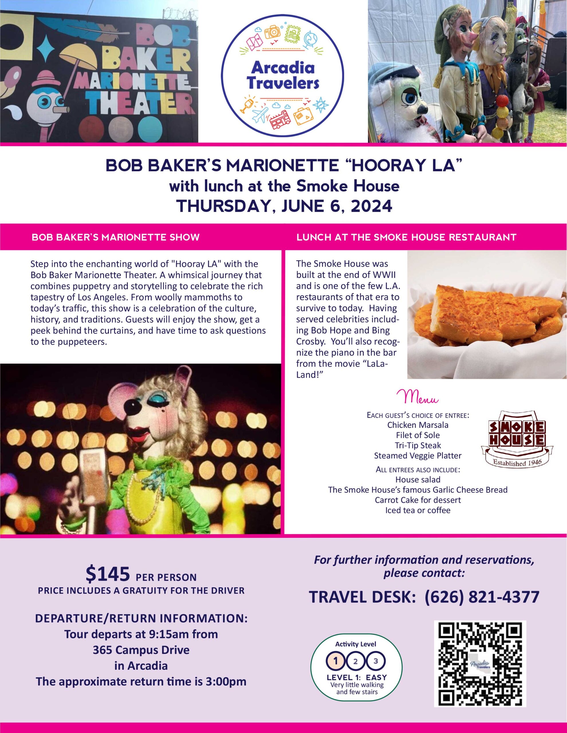 Arcadia Travelers tour featuring Bob Baker Marionette Theater on June 6, 2024