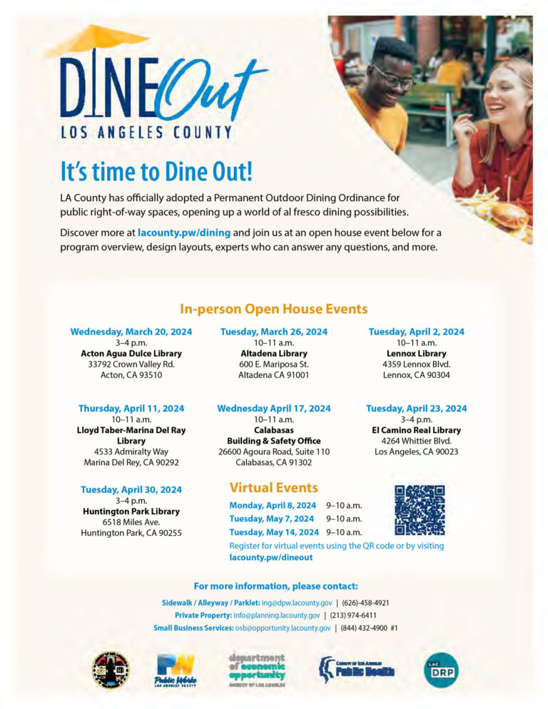 Dine Out LA Campaign info flyer in English