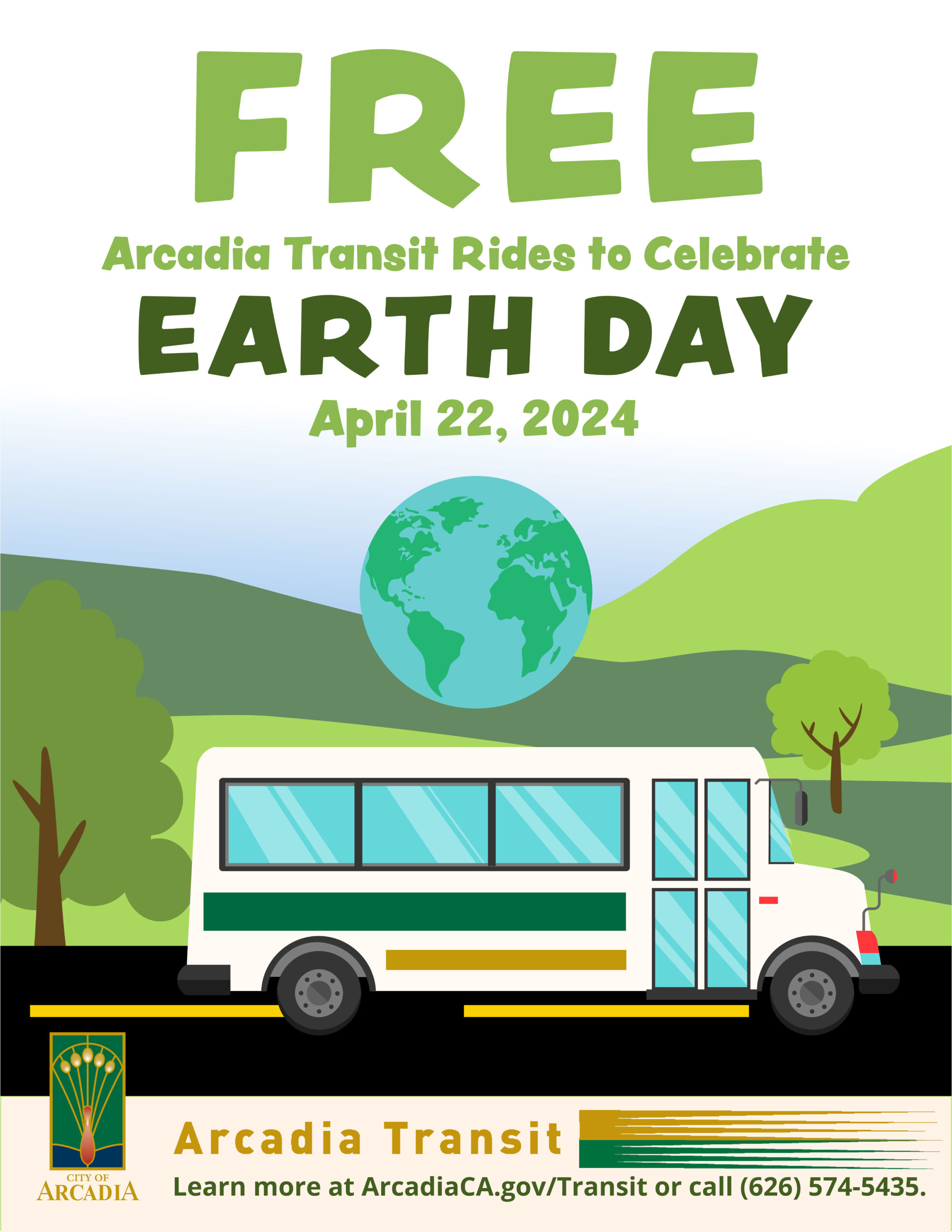 free transit rides in Arcadia on Earth Day