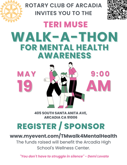 Rotary Club Teri Muse Walk-a-Thon event flyer for May 19th of 2024