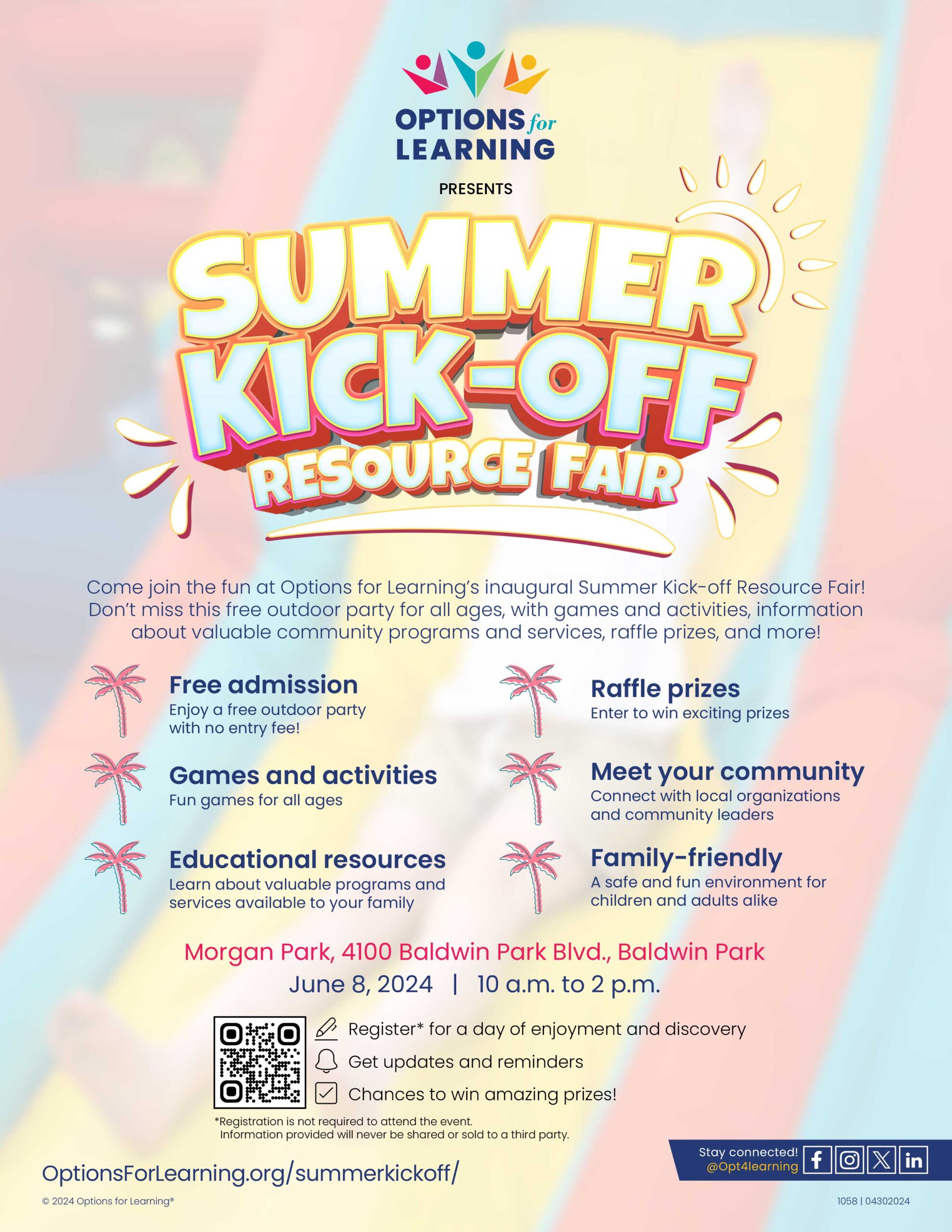 Options for Learning Summer Kickoff Resource Fair flyer in English
