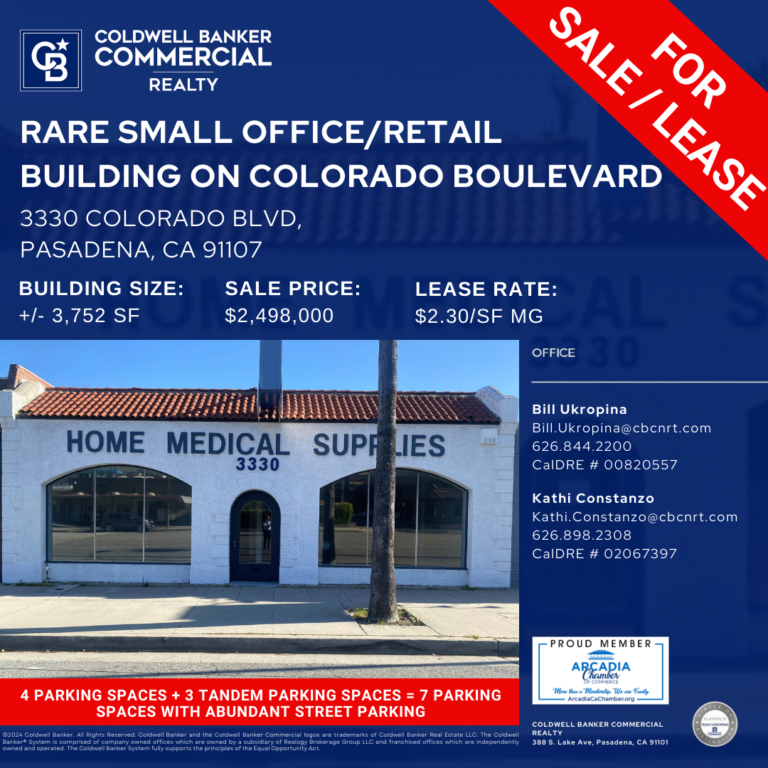 rare small office space available on Colorado Blvd from Coldwell Banker Commercial