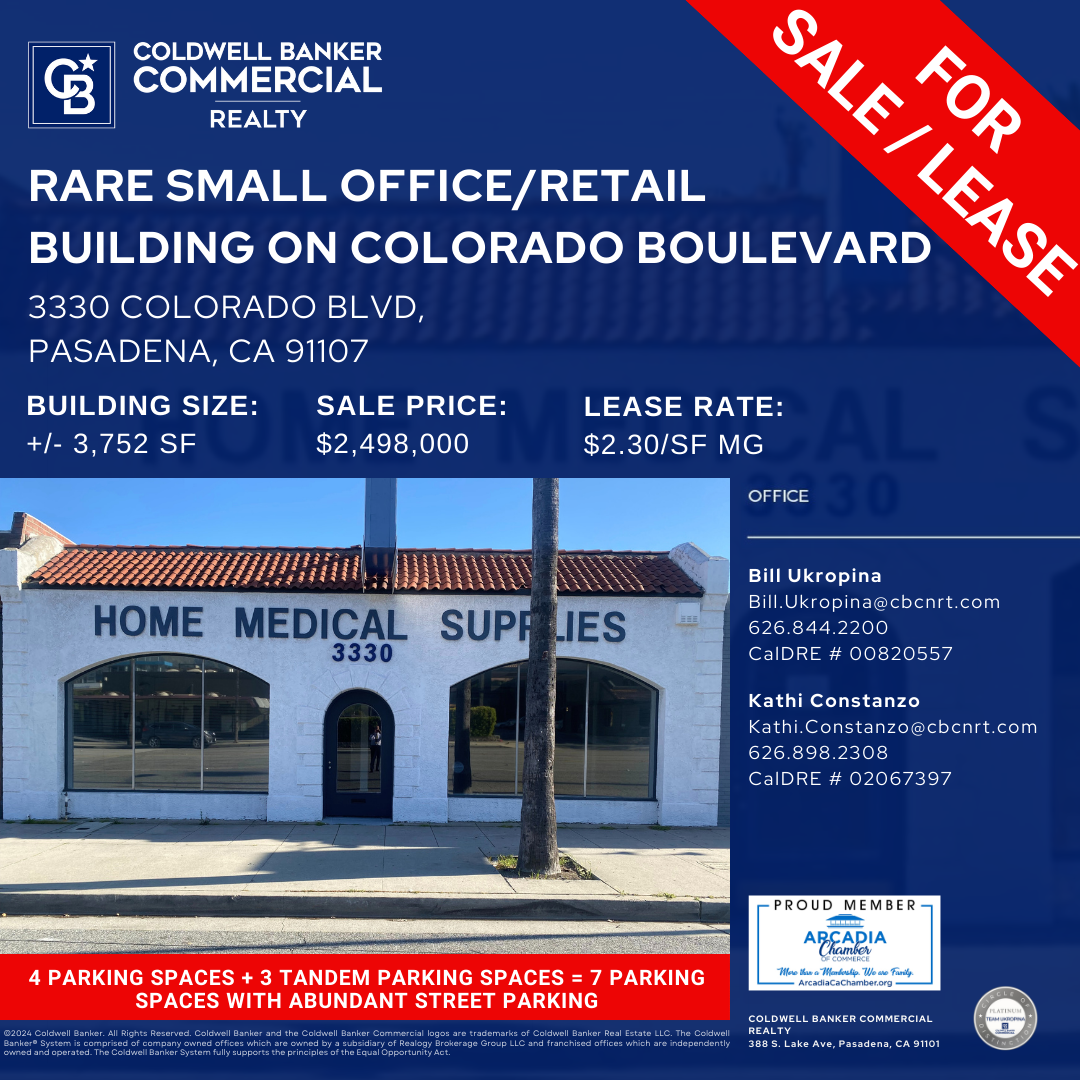 rare small office space available on Colorado Blvd from Coldwell Banker Commercial 