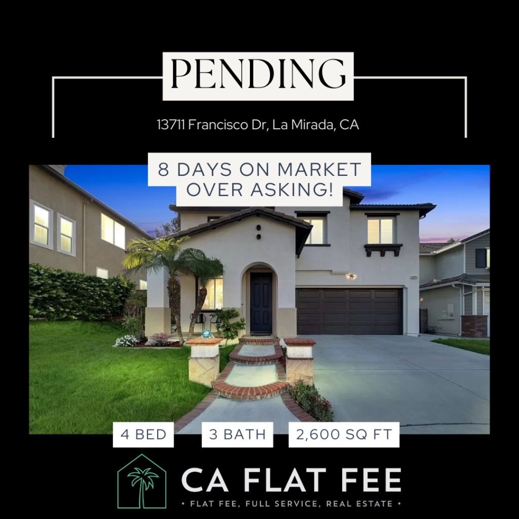 pending sale of a home on the market from CA Flat Fee 