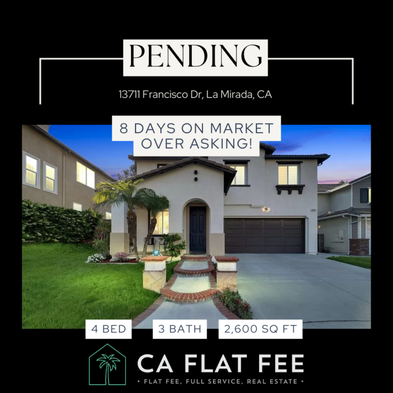 pending sale of a home on the market from CA Flat Fee