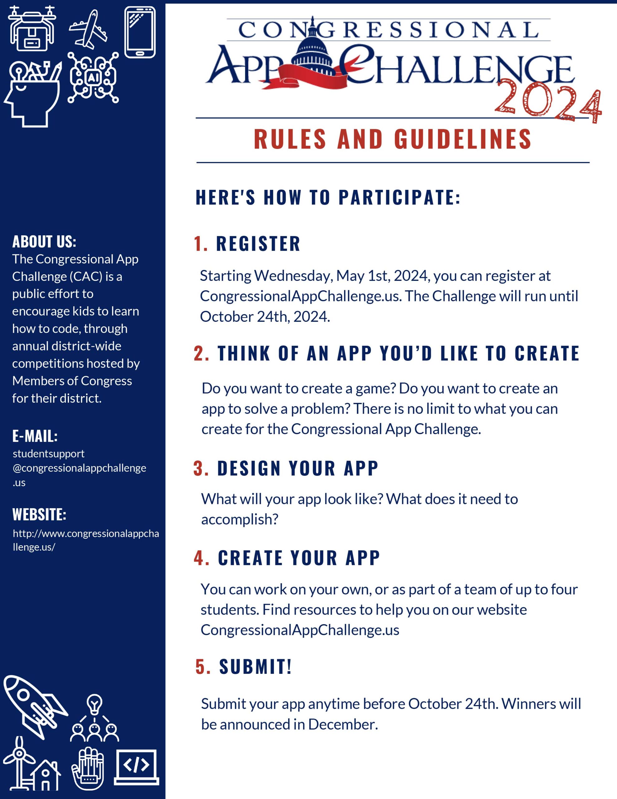 Congress App Challenge 2024 info flyer 