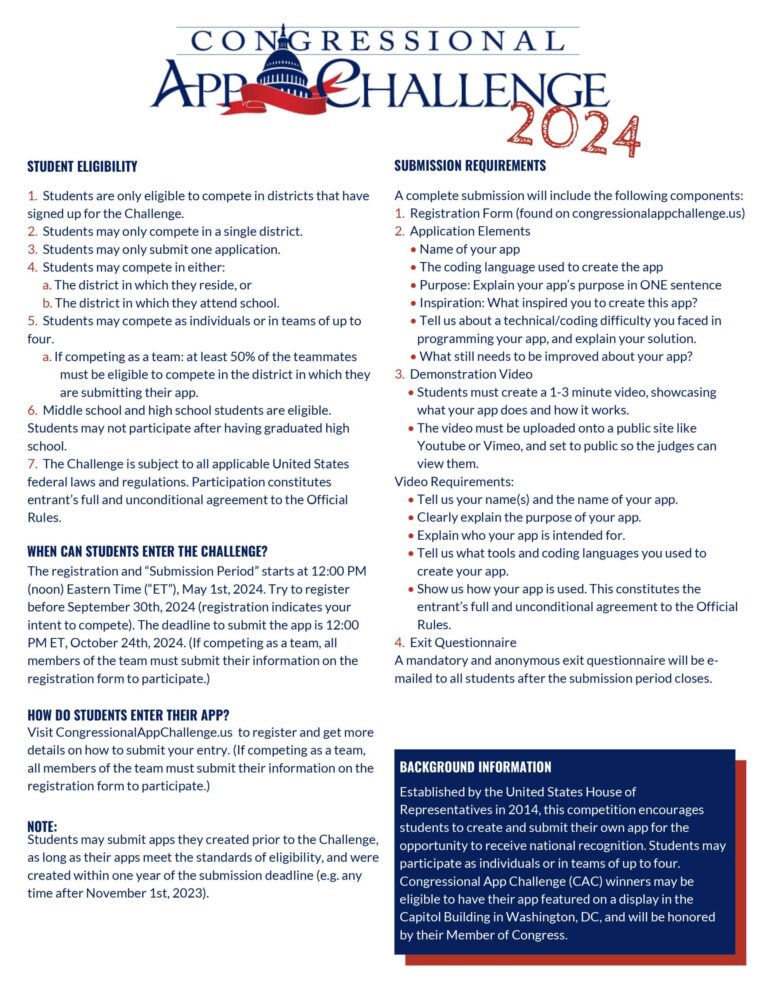 Congress Challenge 2024 information flyer