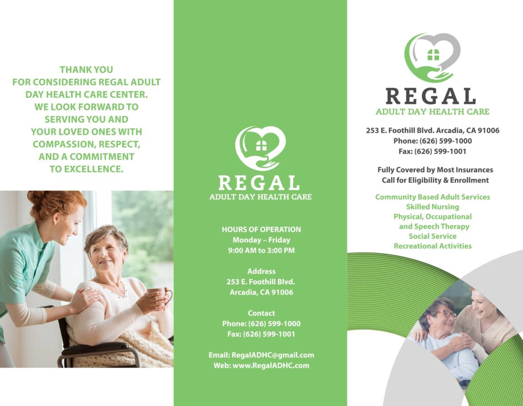Regal Adult Day Health Care brochure in English
