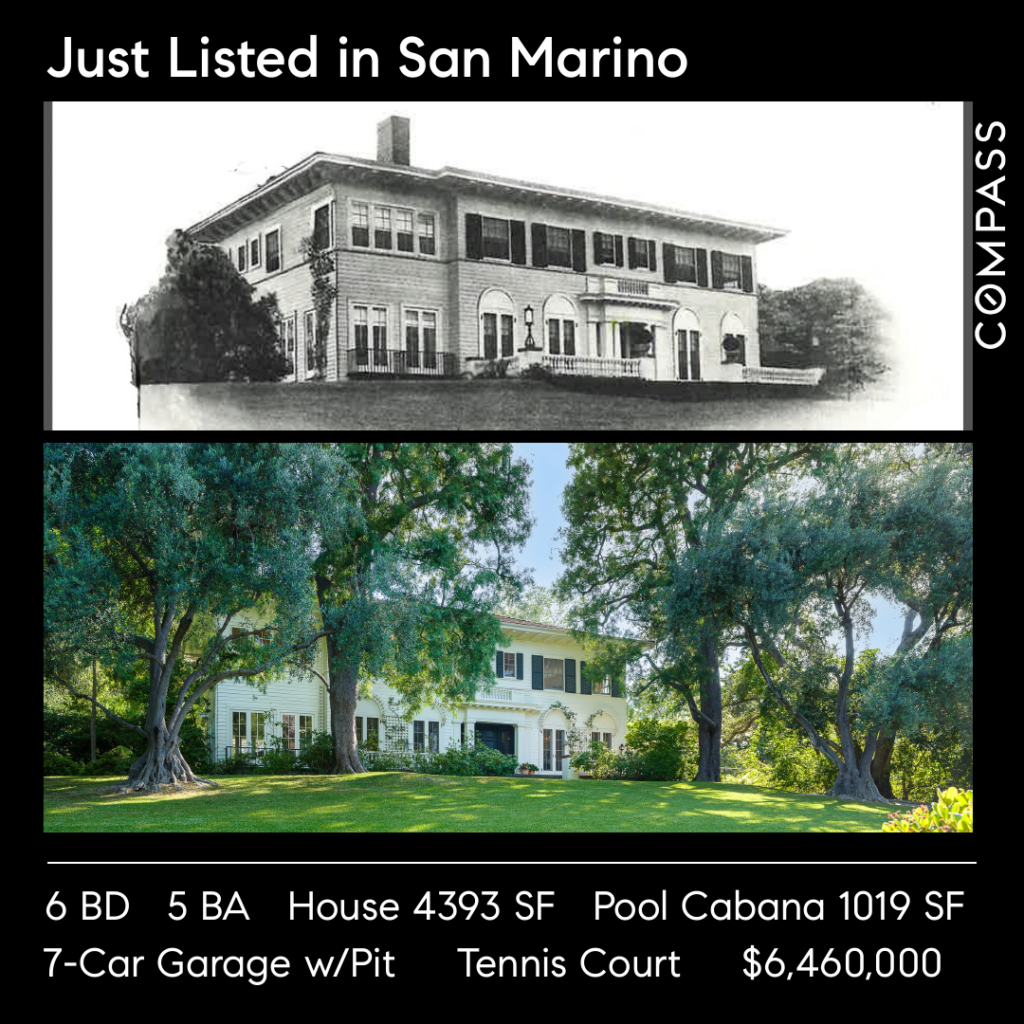 just listed home in San Marino from Sue Cook at Compass Realty showing a home built in 1922 