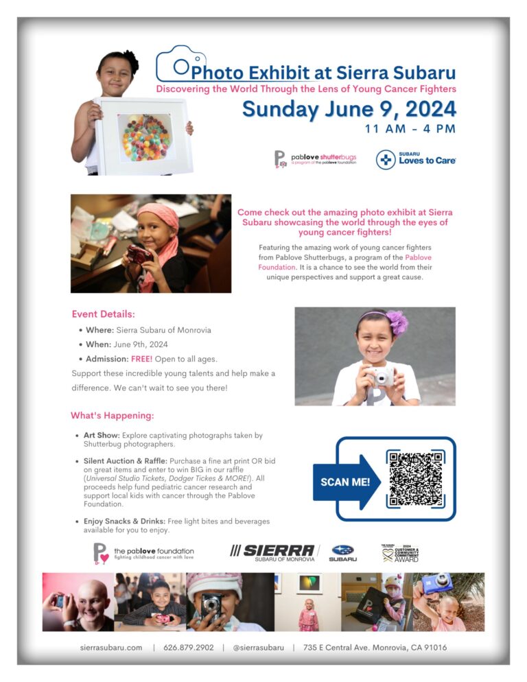 Sierra Subaru Photo Exhibit showcasing artwork from children fighting cancer