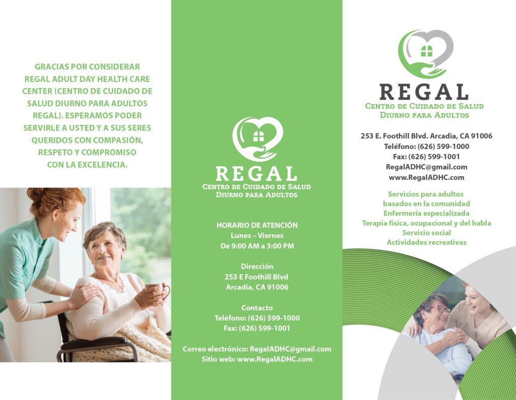 Regal Adult Day Health Care brochure in Spanish