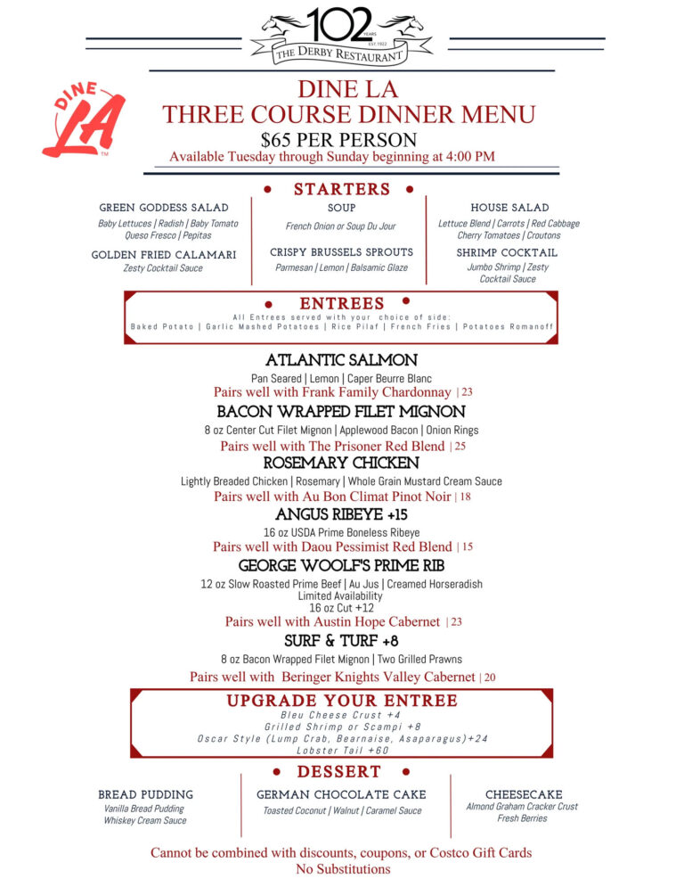 DineLA Menu for the Derby
