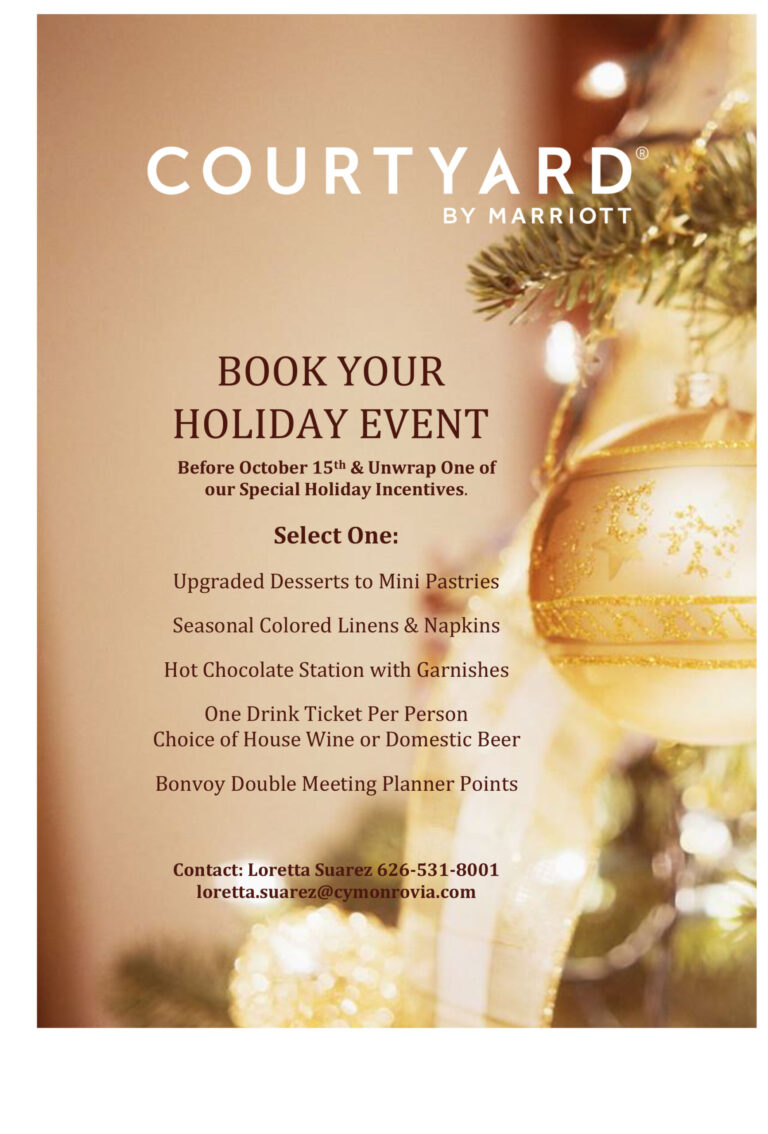 book your holiday event flyer for Courtyard Marriott