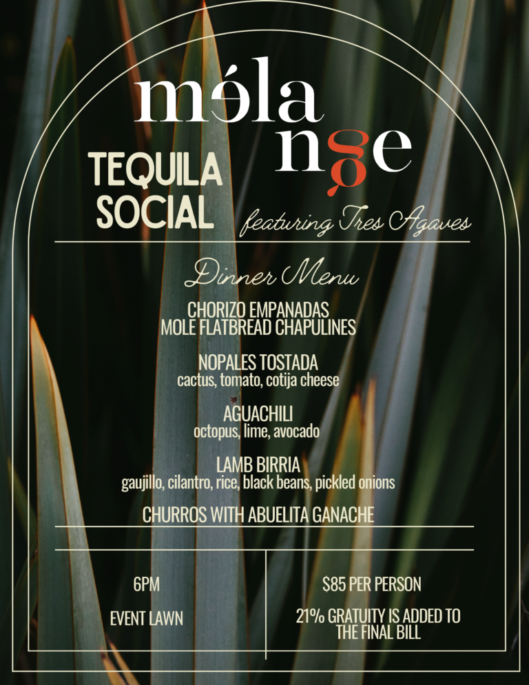 Melange tequila social flyer for September 22