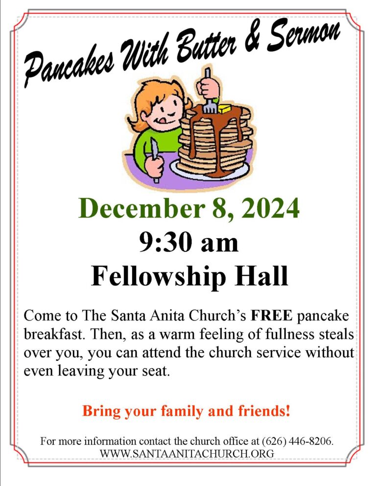 Santa Anita Church free pancake breakfast flyer