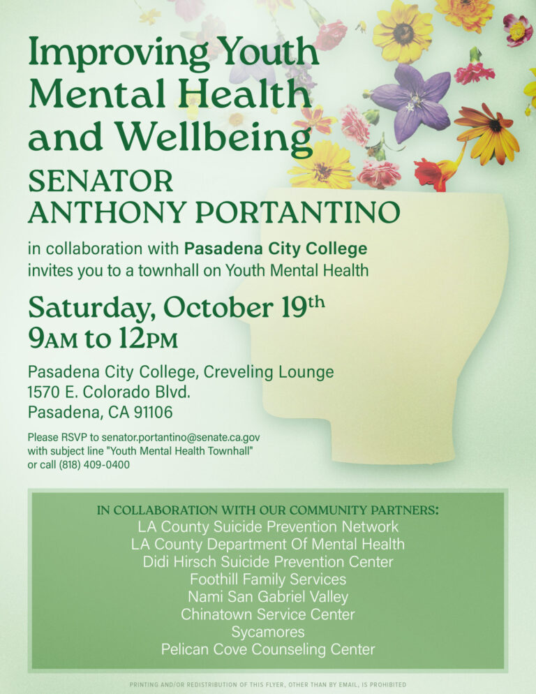 Youth Mental Health and Wellbeing townhall with Senator Anthony Portantino