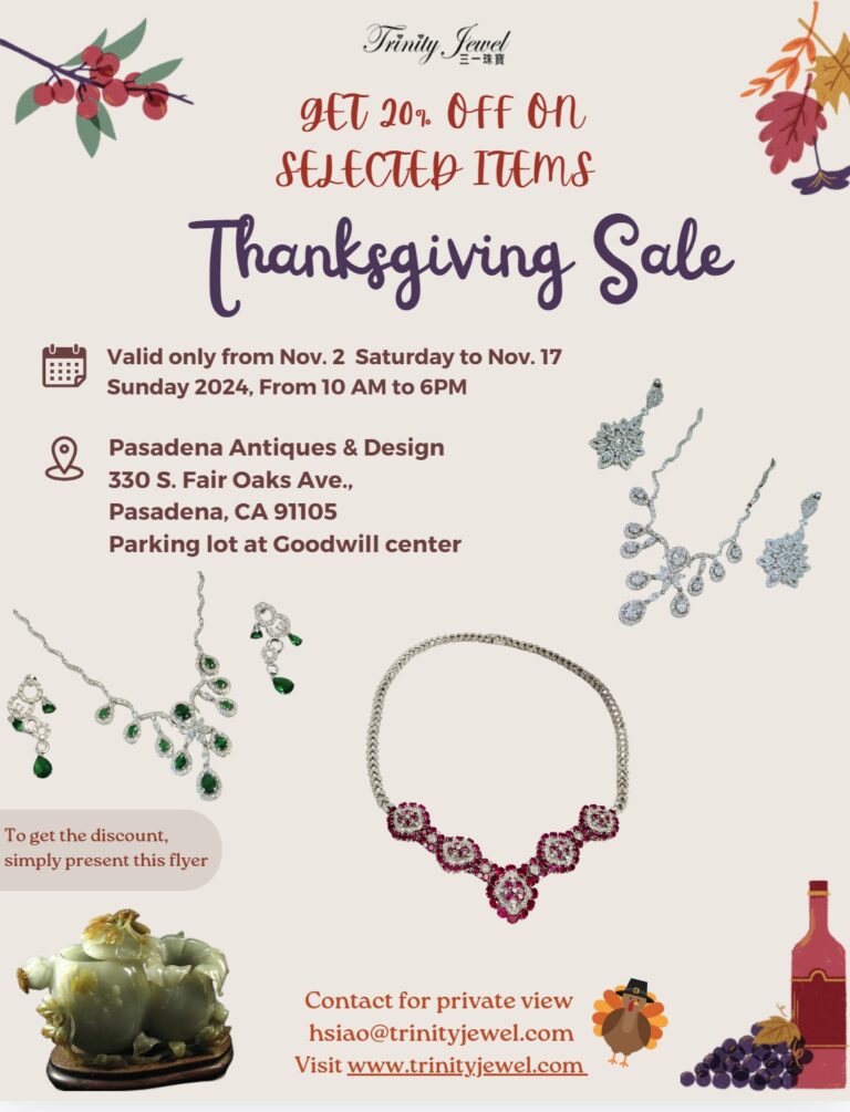 Trinity Jewel Thanksgiving sale on jewelry for the holildays