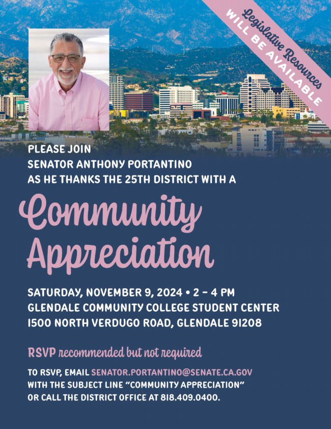 Community-Appreciation-Flyer community appreciation with Senator Anthony Portantino