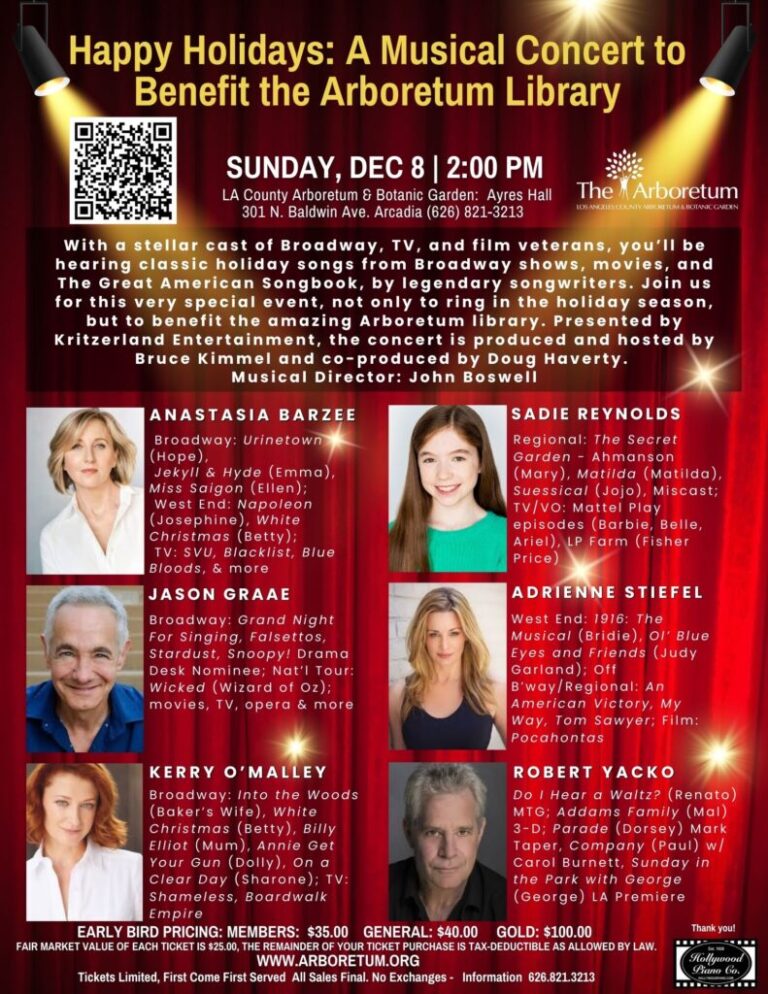 Arboretum holiday concert flyer for December 8
