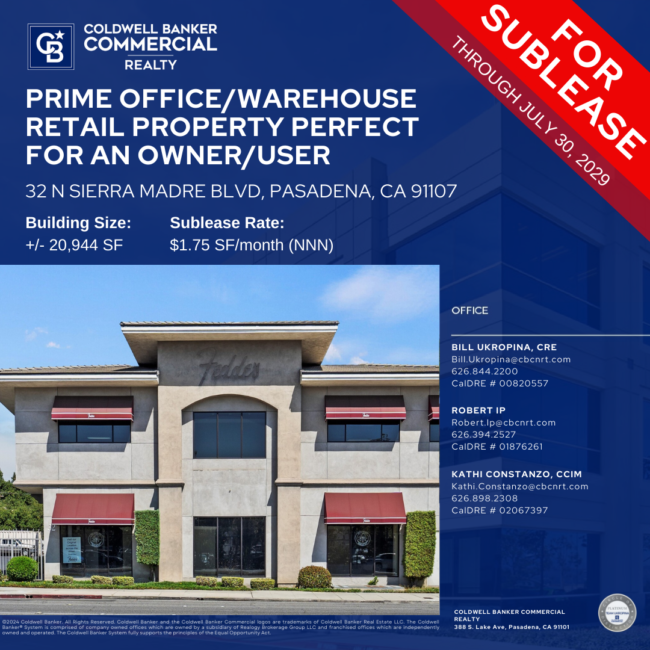 warehouse property available from Coldwell Banker Commercial in Pasadena