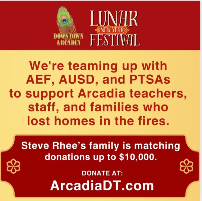 Downtown Arcadia lunar new year celebration in support of Arcadia teachers and staff