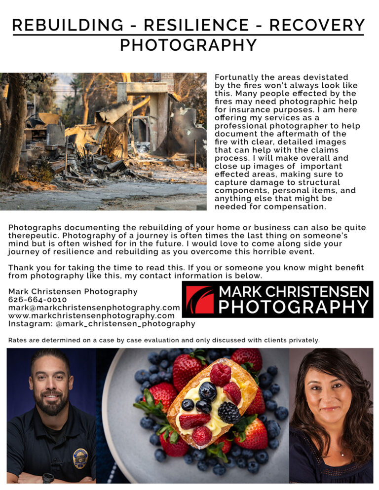 wildfire photography assistance flyer from Mark Christensen photography
