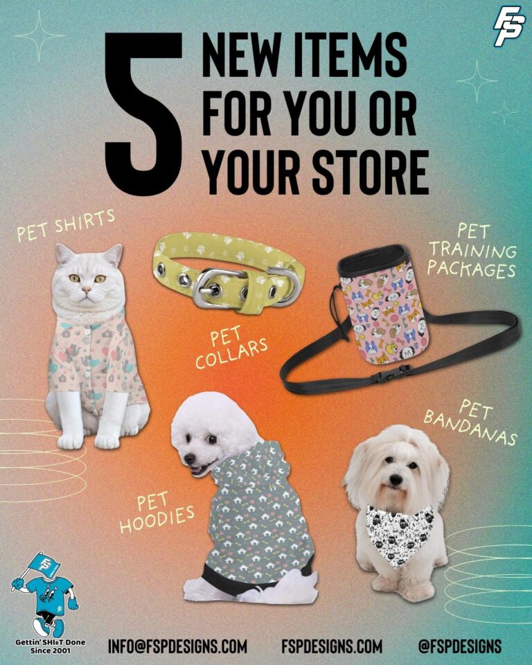 new pet items for your pro shop at FSP Designs