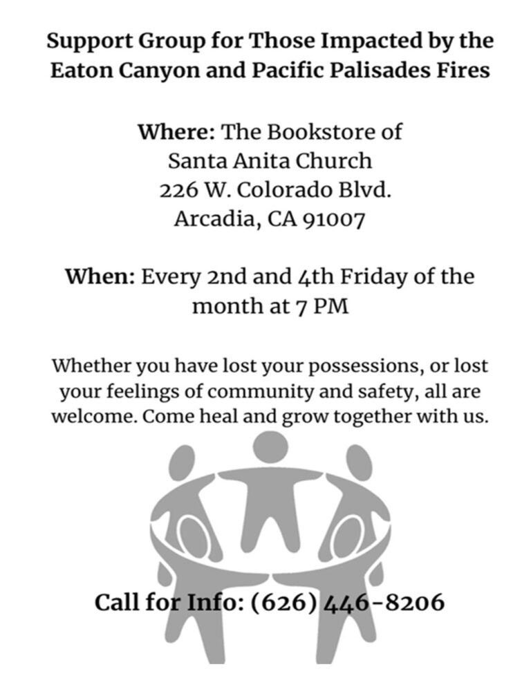 Santa Anita Church wildfire support group information