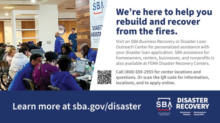 disaster loan assistance with SBA flyer
