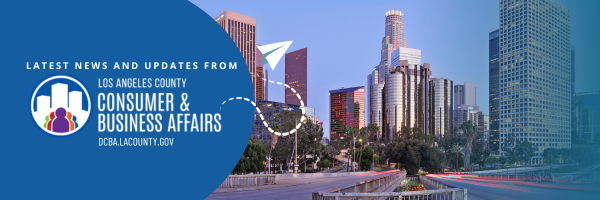 LA County Department of Consumer and Business Affairs header LA County Department of Business and Consumer Affairs banner heading showing downtown LA