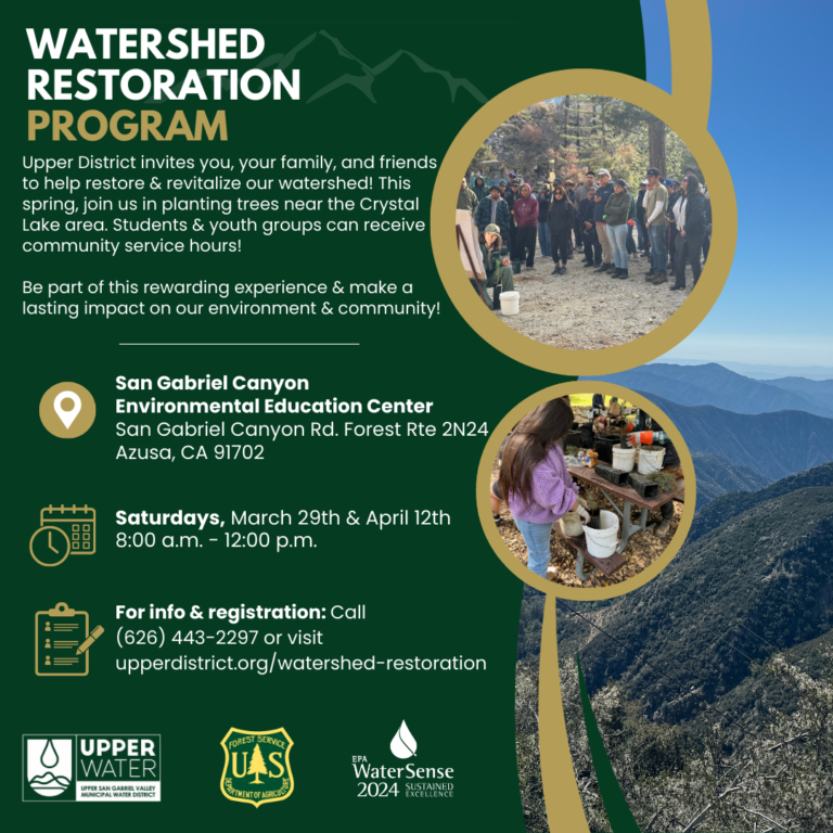 watershed restoration program flyer from the Upper San Gabriel Valley Water District