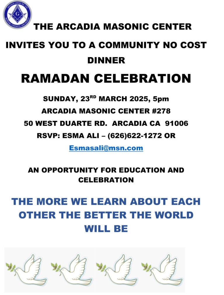 Arcadia Masonic Lodge celebrates Ramadan flyer