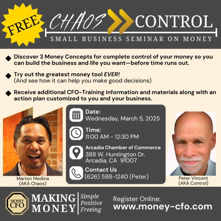 chaos control making money seminar with Peter Vincent of Financial Accounting Services