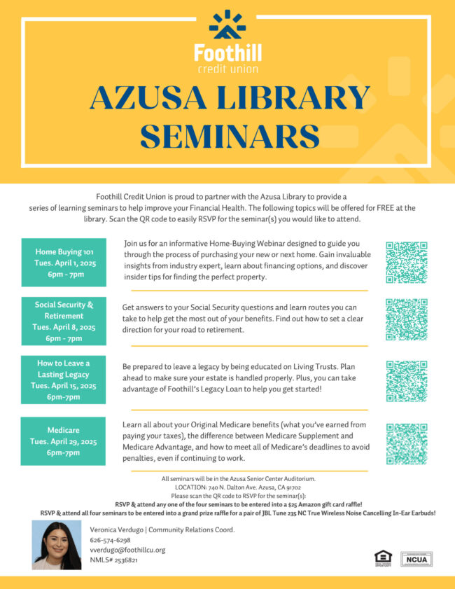 Azusa Library Seminars from Foothill Credit Union