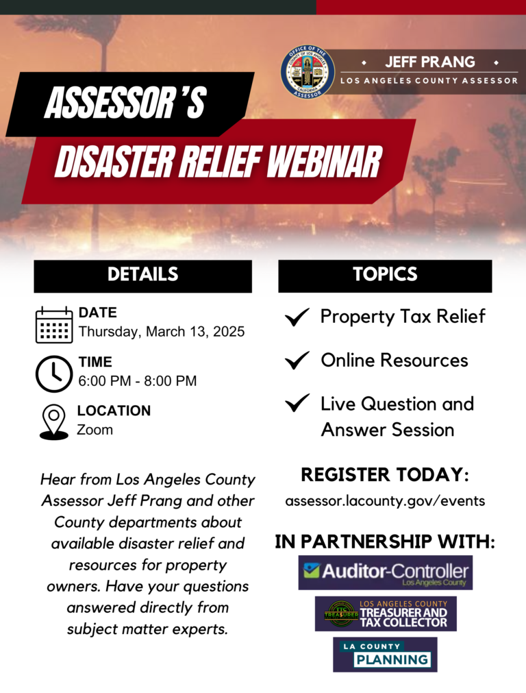Assessor's disaster relief webinar on March 13
