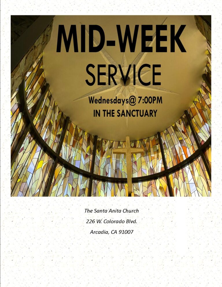 mid-week service info flyer from Santa Anita Church