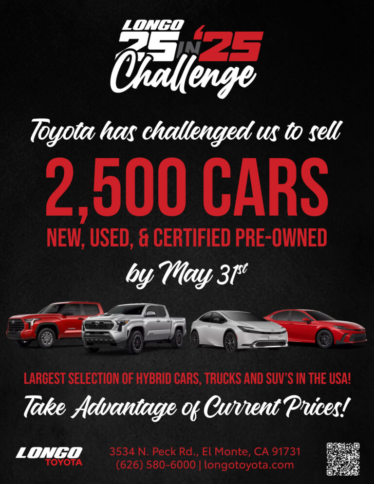 2500 car sales challenge from Longo Toyota