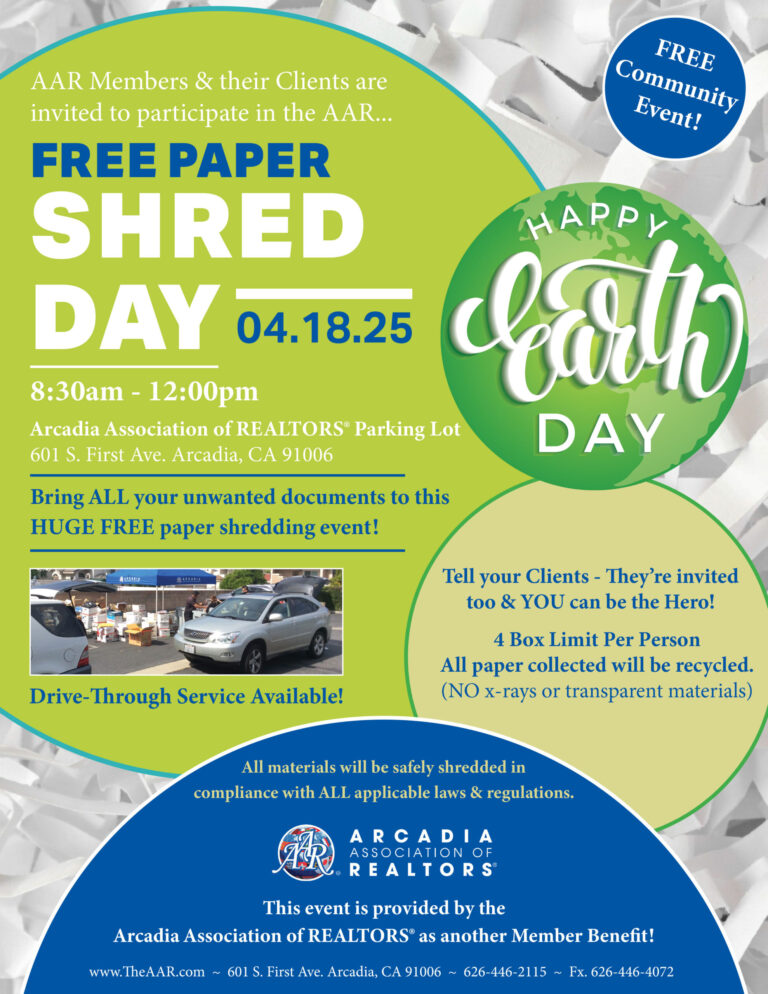 Arcadia Association of Realtors free paper shred day