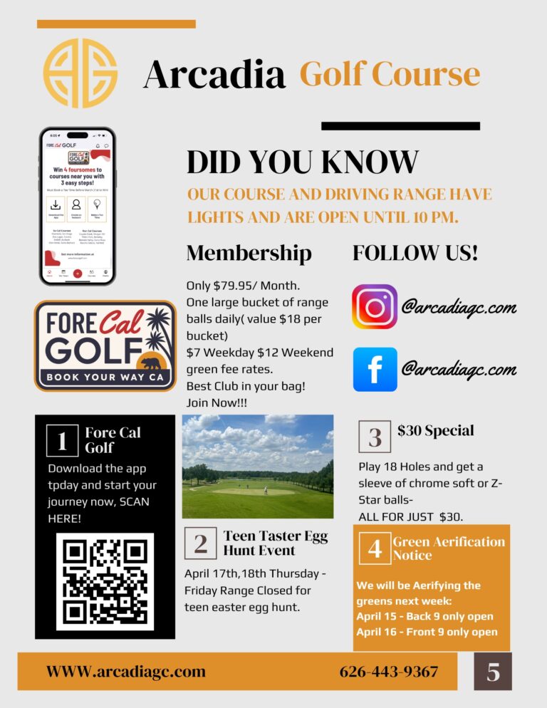 did you know membership from Arcadia Golf Course