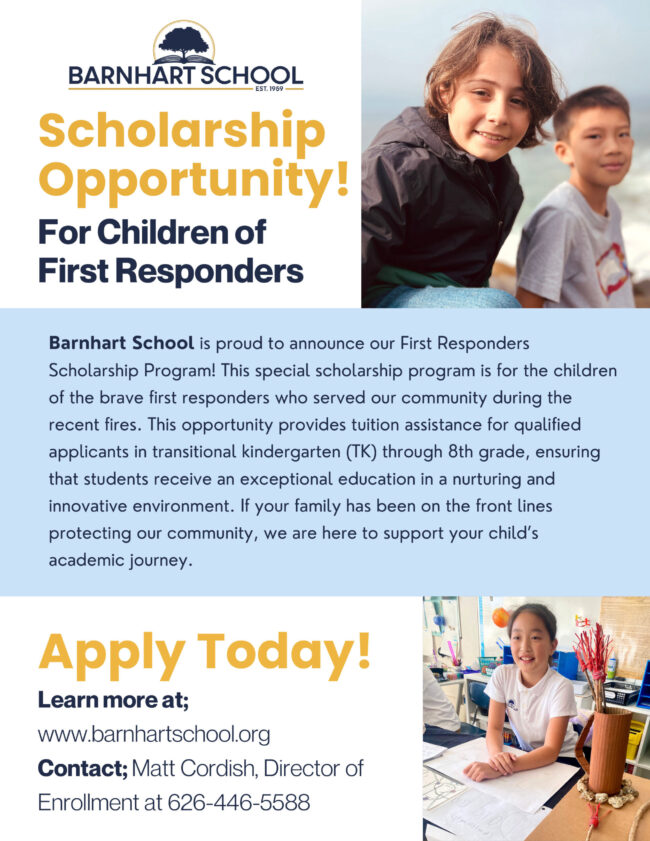 first responder scholarship opportunity from Barnhart school