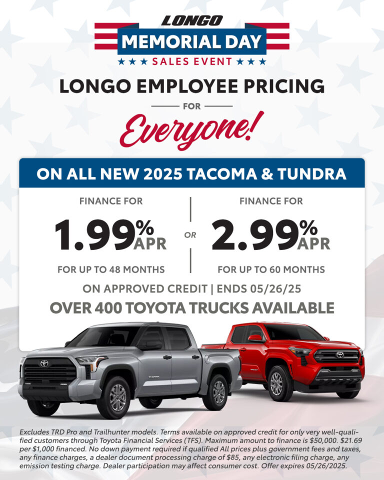 everyone gets employee pricing at Longo Toyota