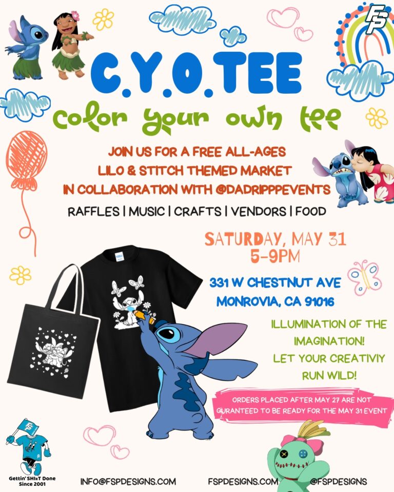 color your own tee with FSP Designs on May 31st
