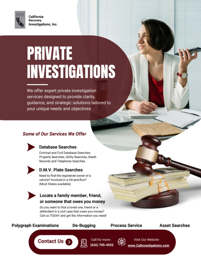 California Recovery Investigations information flyer