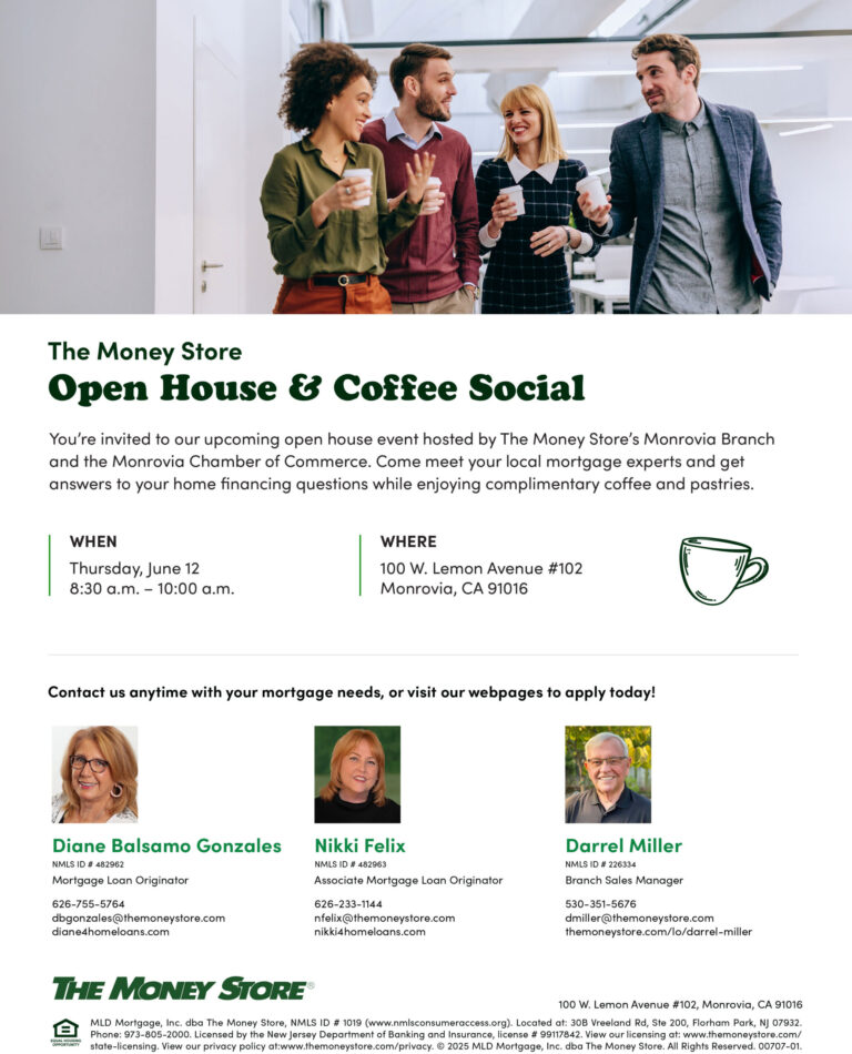 The Money Store open house and coffee social flyer