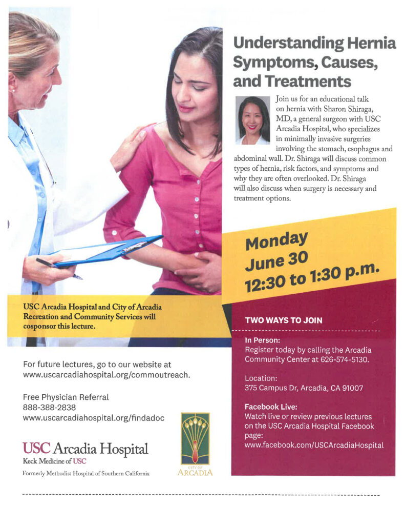USC Health Talk on Hernias flyer 
